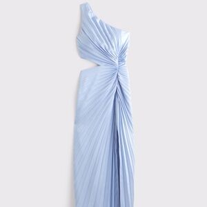 Abercrombie & Fitch Light Blue One-Shoulder Pleated Maxi Dress